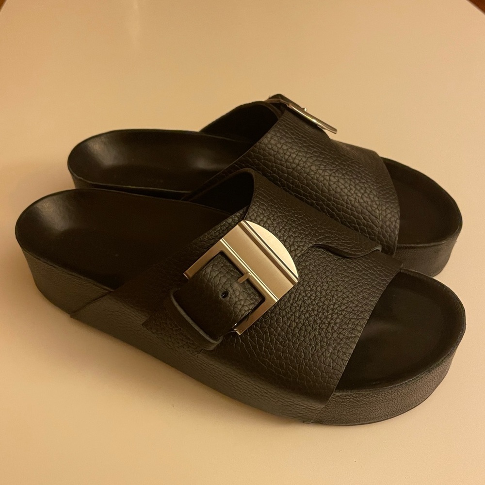 Simon Miller Chunky Black Leather Slides
